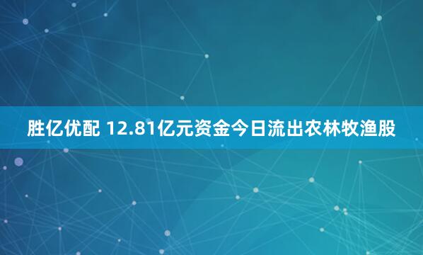 胜亿优配 12.81亿元资金今日流出农林牧渔股