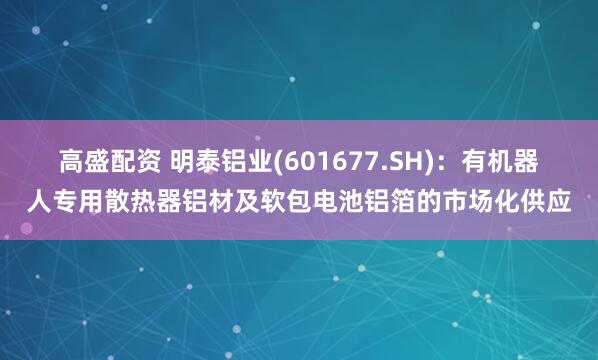 高盛配资 明泰铝业(601677.SH)：有机器人专用散热器铝材及软包电池铝箔的市场化供应