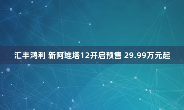 汇丰鸿利 新阿维塔12开启预售 29.99万元起